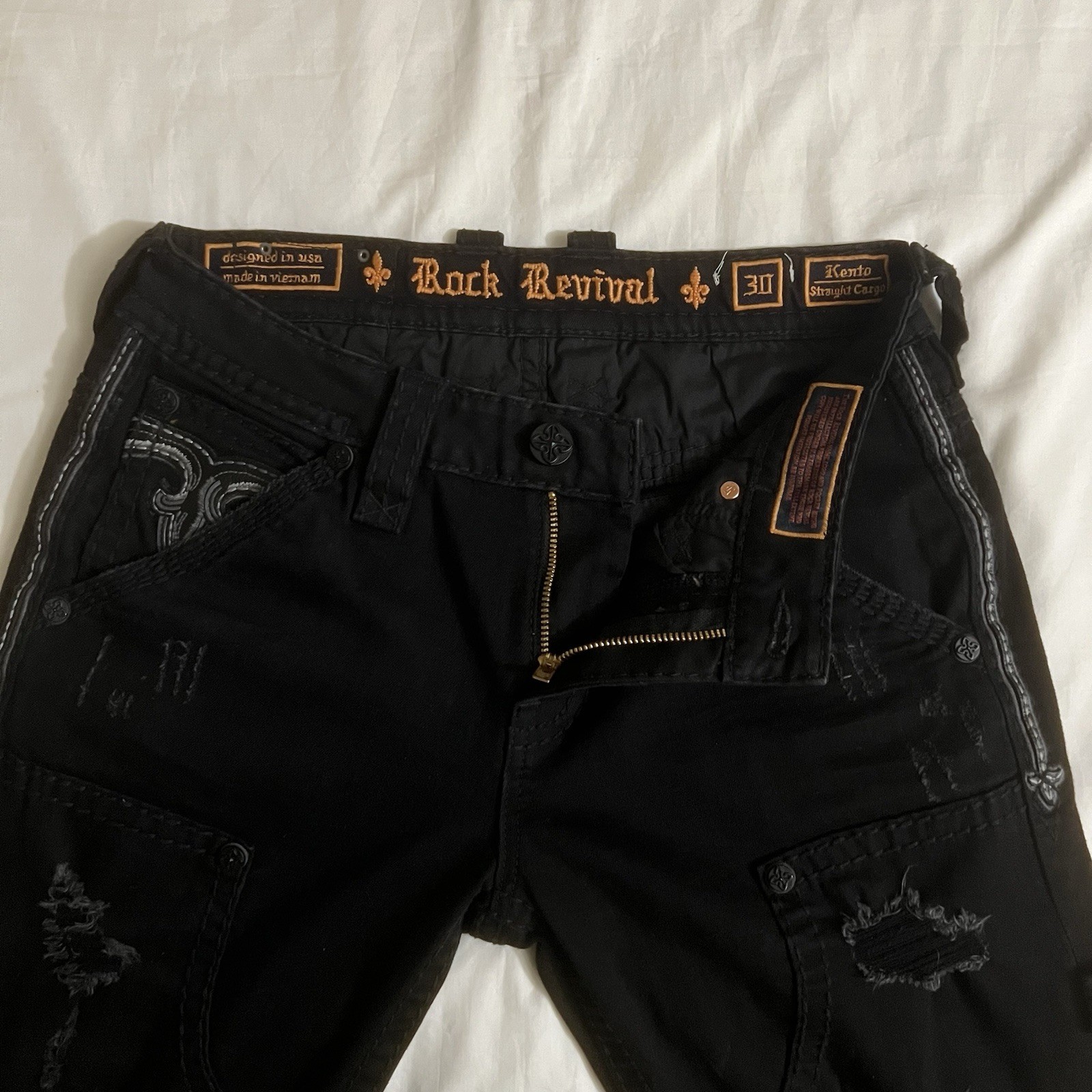 Black Rock Revival Distressed Carpenter Straight Jeans Size 30×34