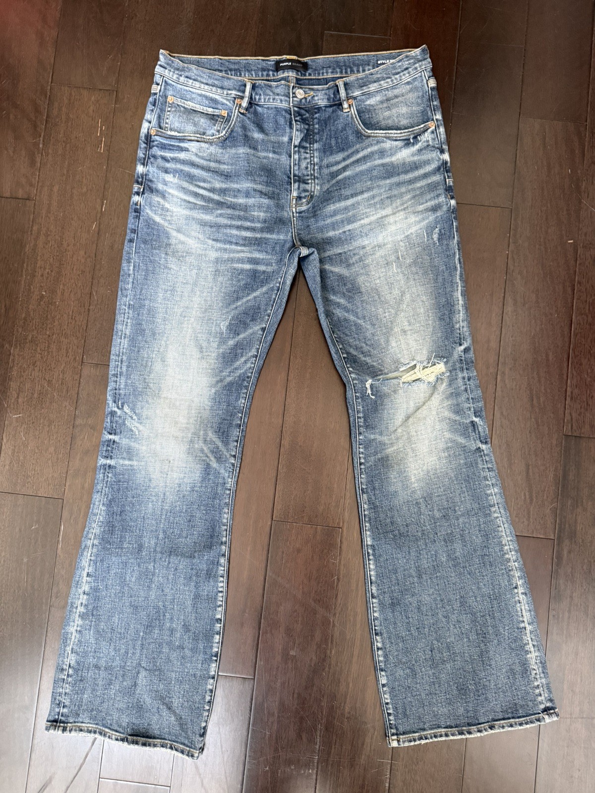 Purple Brand P004 Slim Fit Low Rise Flare Jeans Indigo Wash Size 40