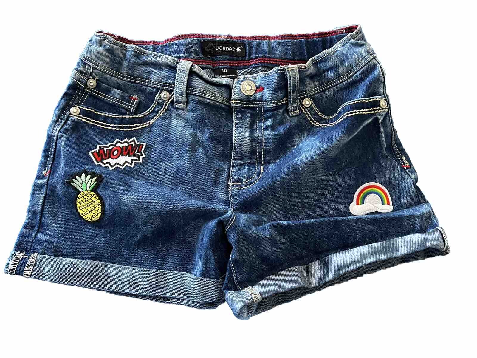 Girls Jordache Blue Jean Shorts with adjustable waist, graphic design size 10
