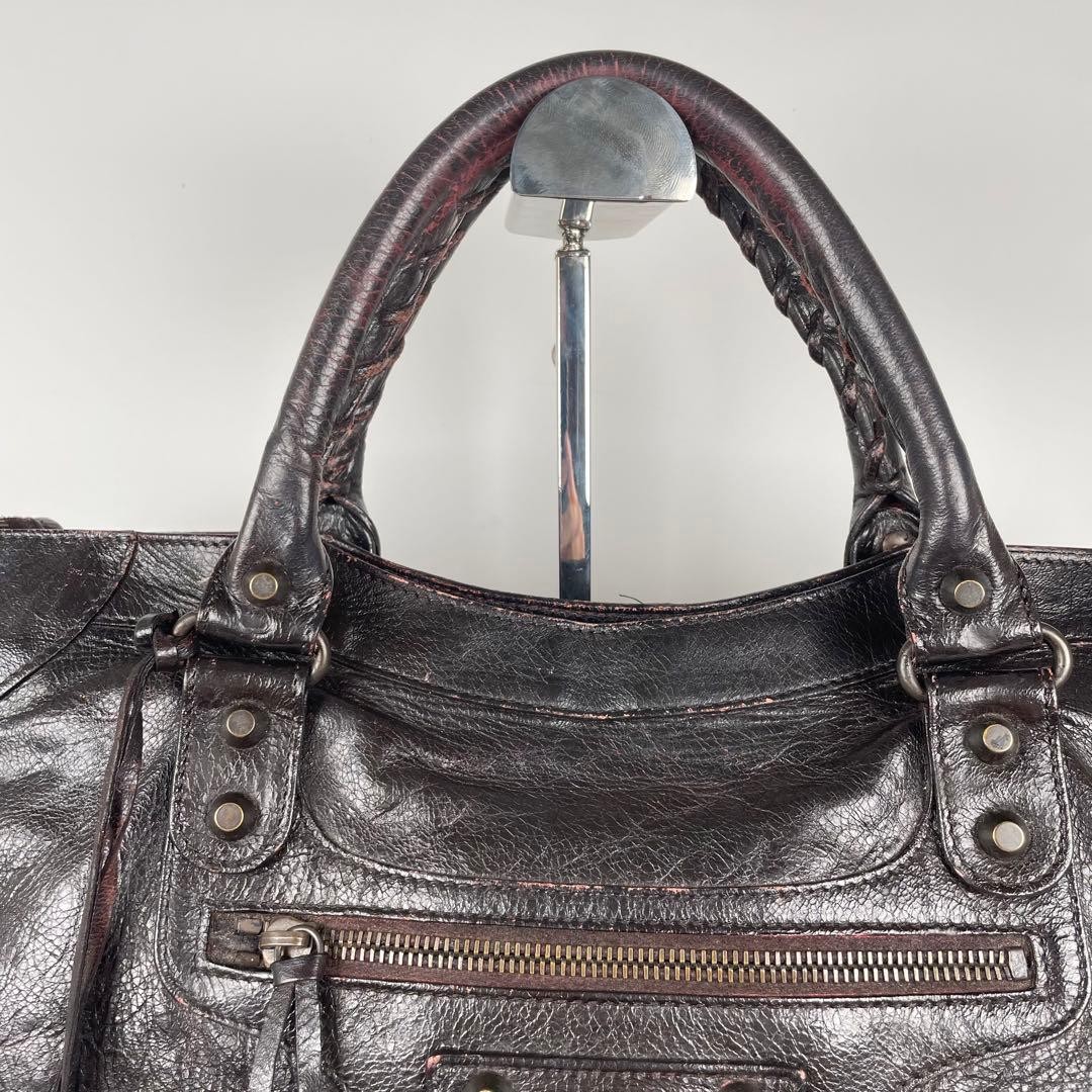 Balenciaga 2Way Leather Handbag Shoulder Bag Brown size 14.2×9.8×5.5 inches