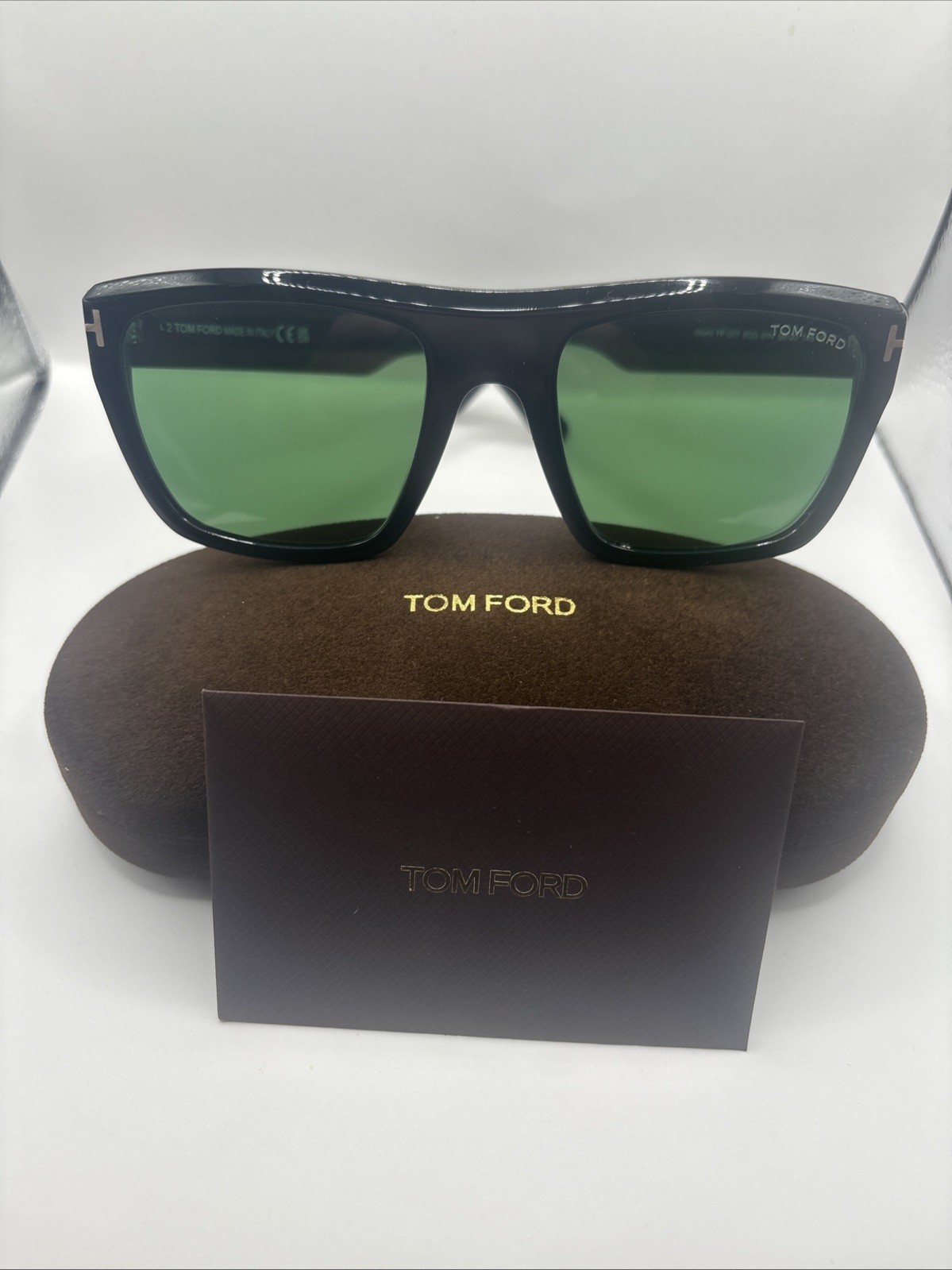 Tom Ford ALBERTO FT 1077 Shiny Black/Green (01N) Sunglasses Brand New Green Lens