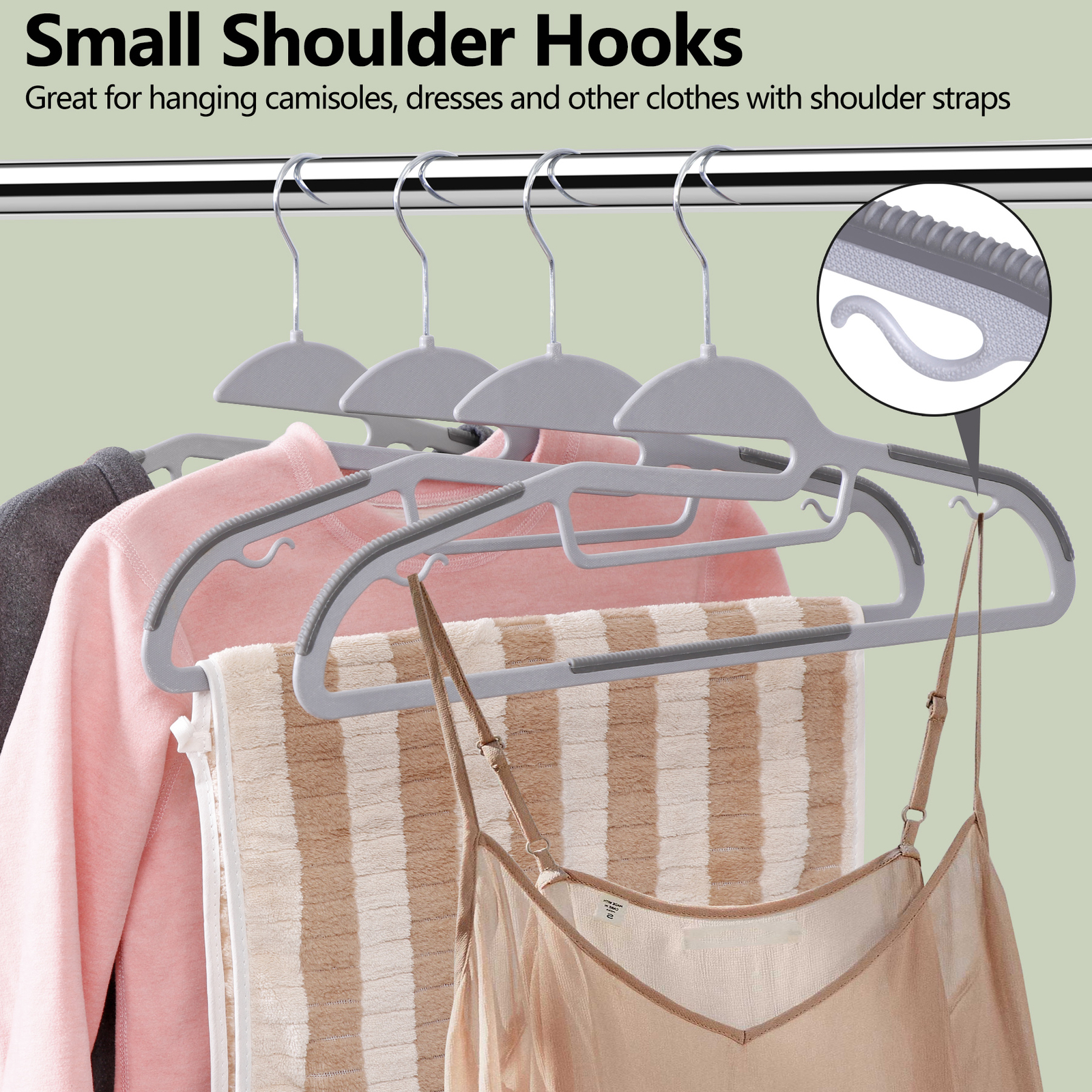 50 Pack Heavy Duty Plastic Hangers Non Slip Clothes Hangers for Coats Pants Gray