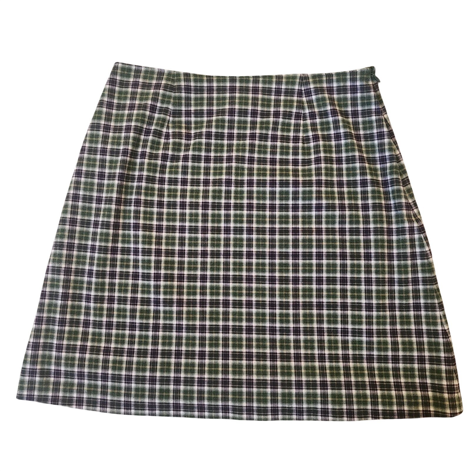 American Eagle Outfitters Green Purple White Plaid Twill A-Line Short Skirt 4