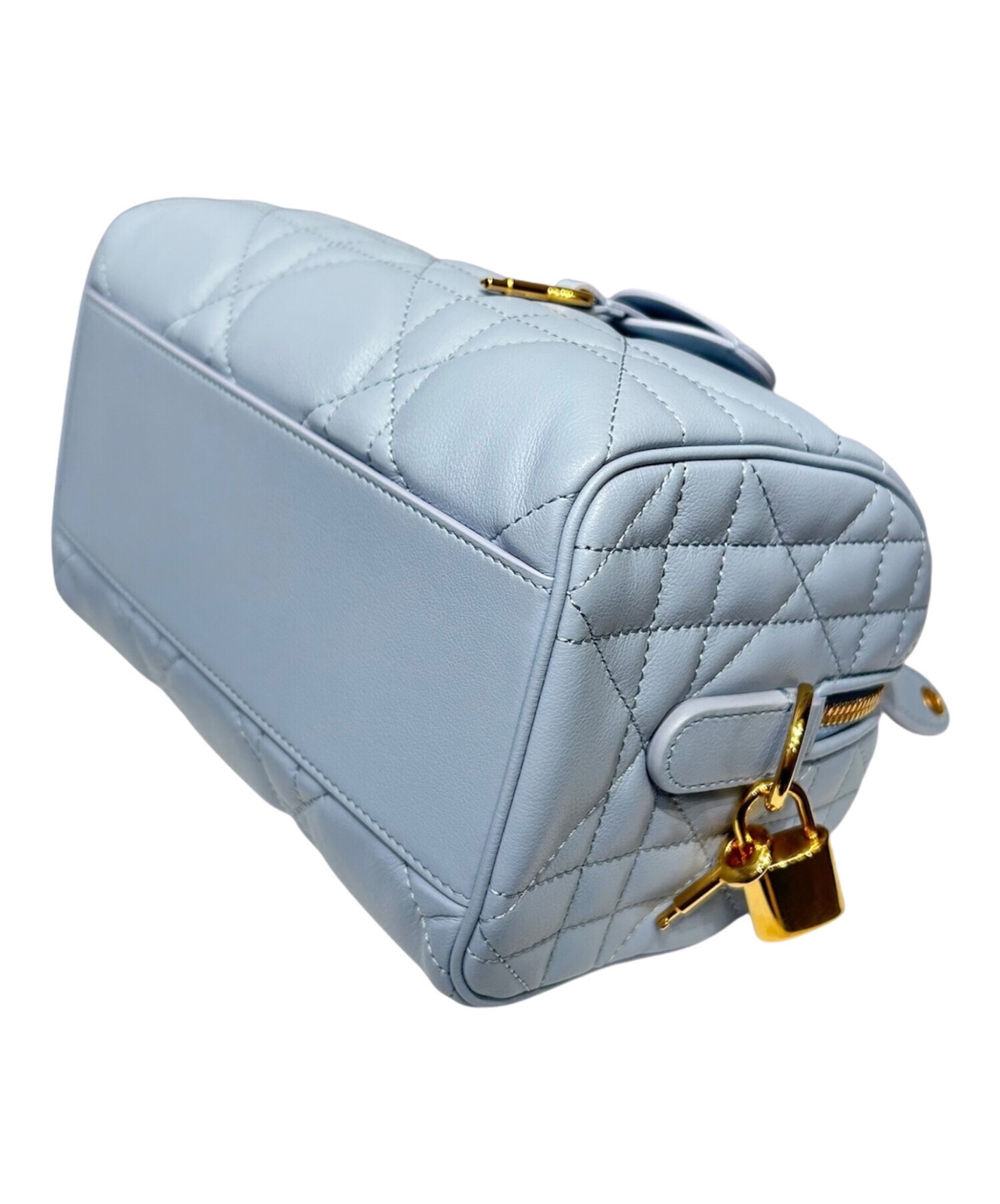 Christian Dior Boston Bag Groove 20 Pale Blue Calfskin Width 7.87 in Women 99