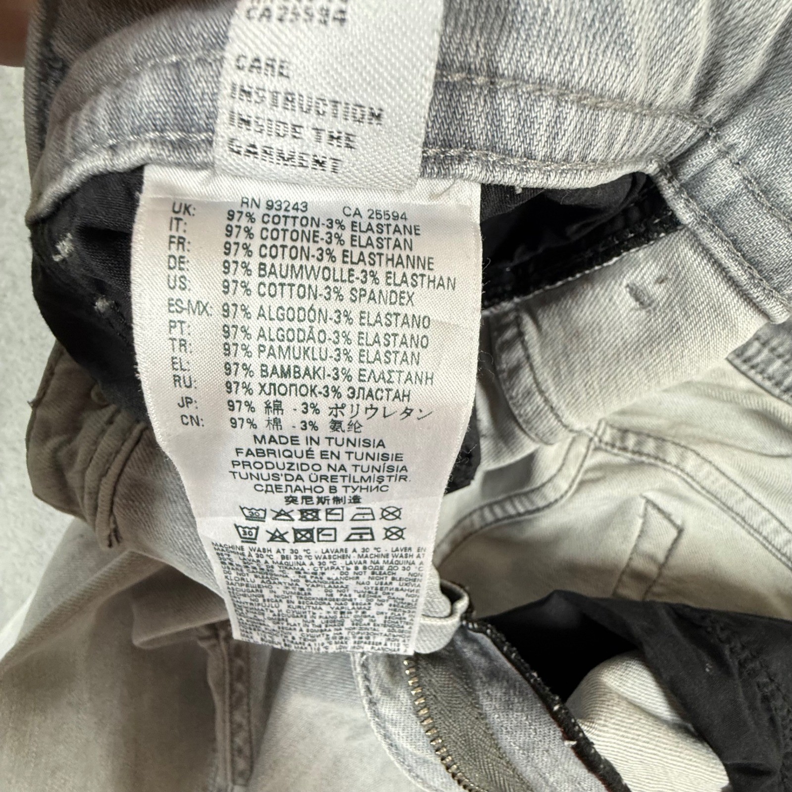 Diesel Thommer-SP Slim Skinny Light Gray Mens Jeans 34×29 Stretch Denim