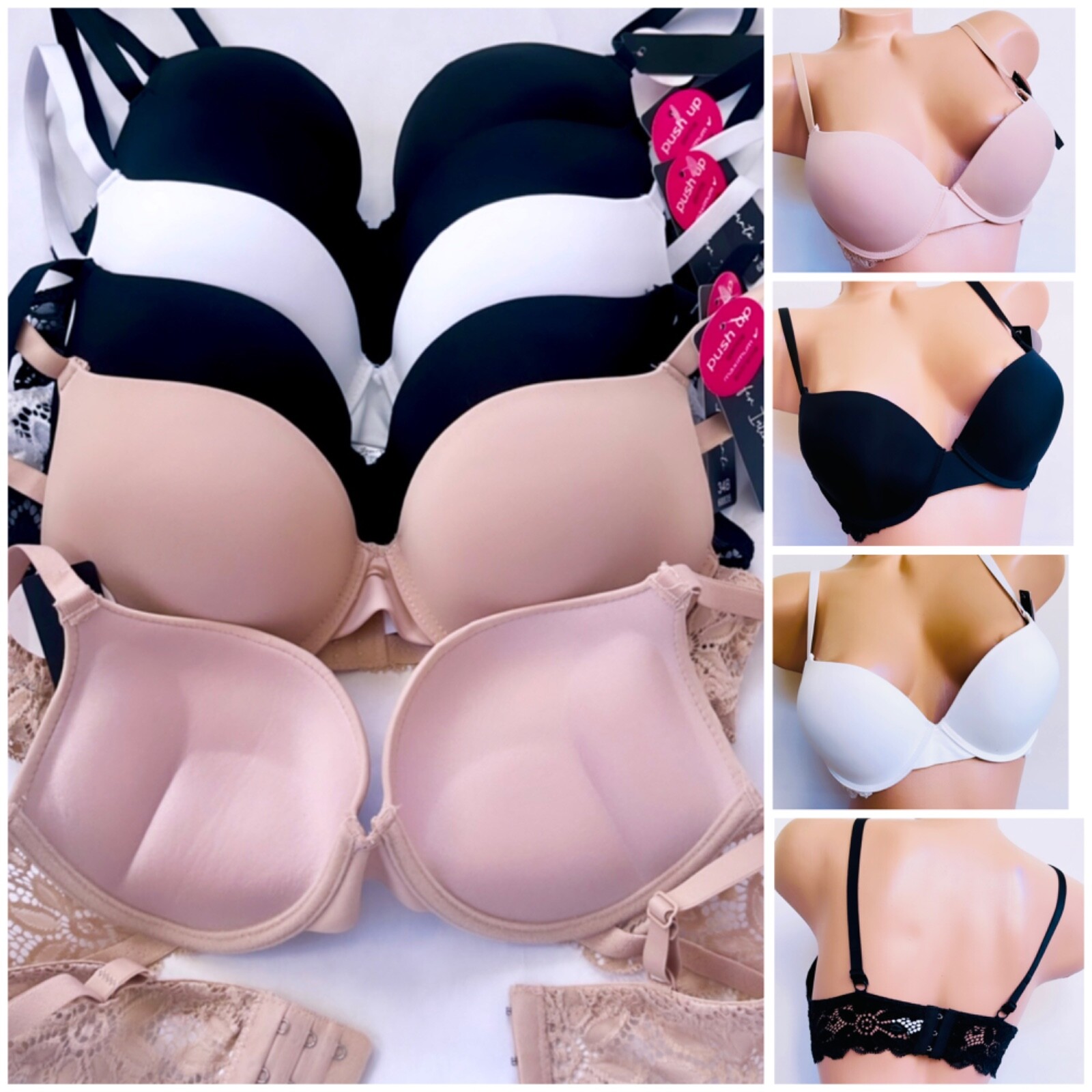 1/3/6 EXTREME DOUBLE PUSH UP Add 2 Cup Sizes Push Up MAX LIFT Bra FREE RETURNS