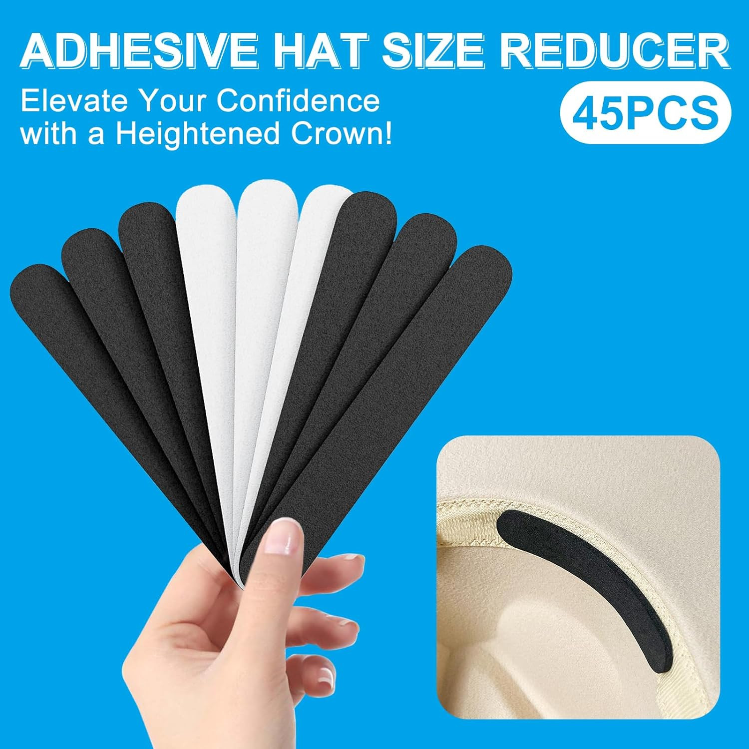 45 Pcs Hat Size Reducer, Hat Sizer Reducer Insert to Make Fit Comfort | Fitted S