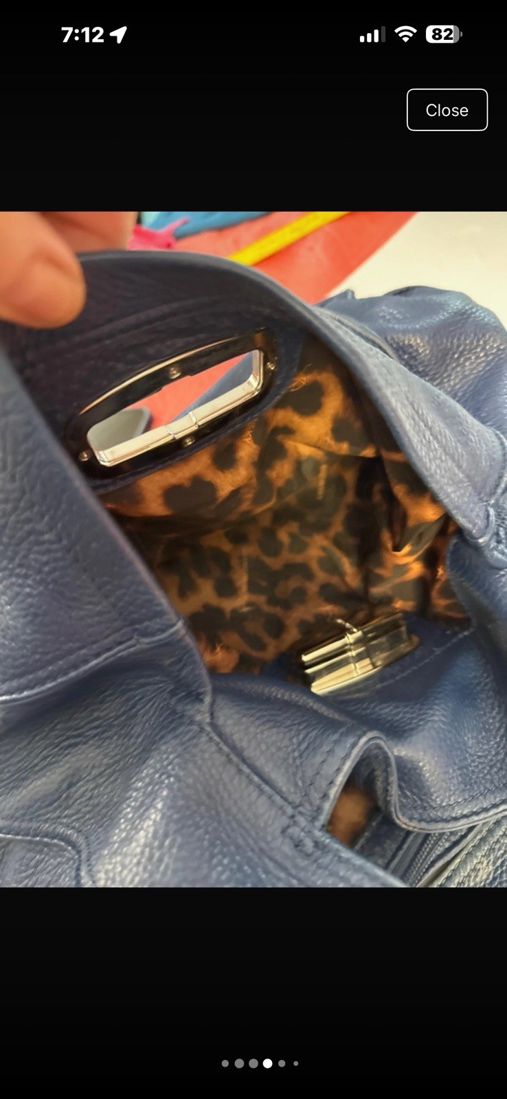 B. Makowsky Blue Pebbled Shoulder Bag, Zip Top Turn Lock, Silver Hardware