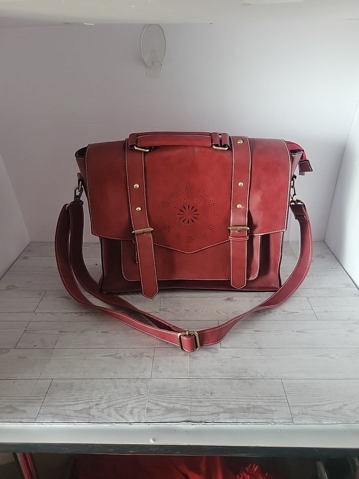ECOSUSI EXECUTIVE RED FAUX LEATHER SACHEL BAG