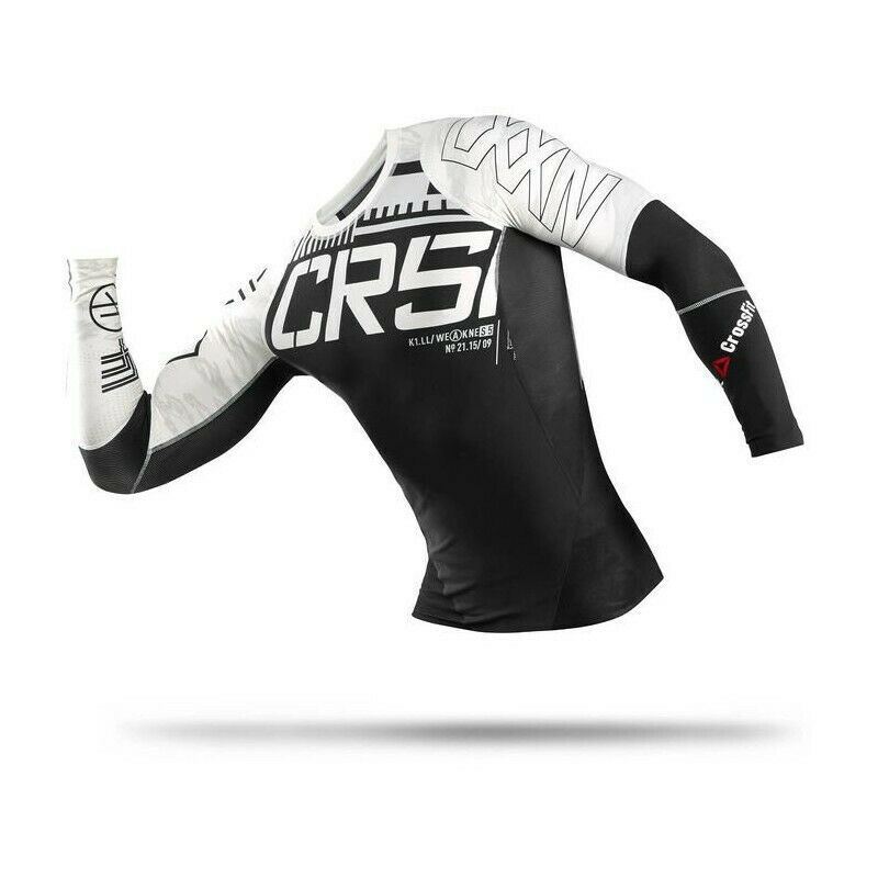 [B87912] Mens Reebok Crossfit Midweight Long Sleeve Compression – Black/White