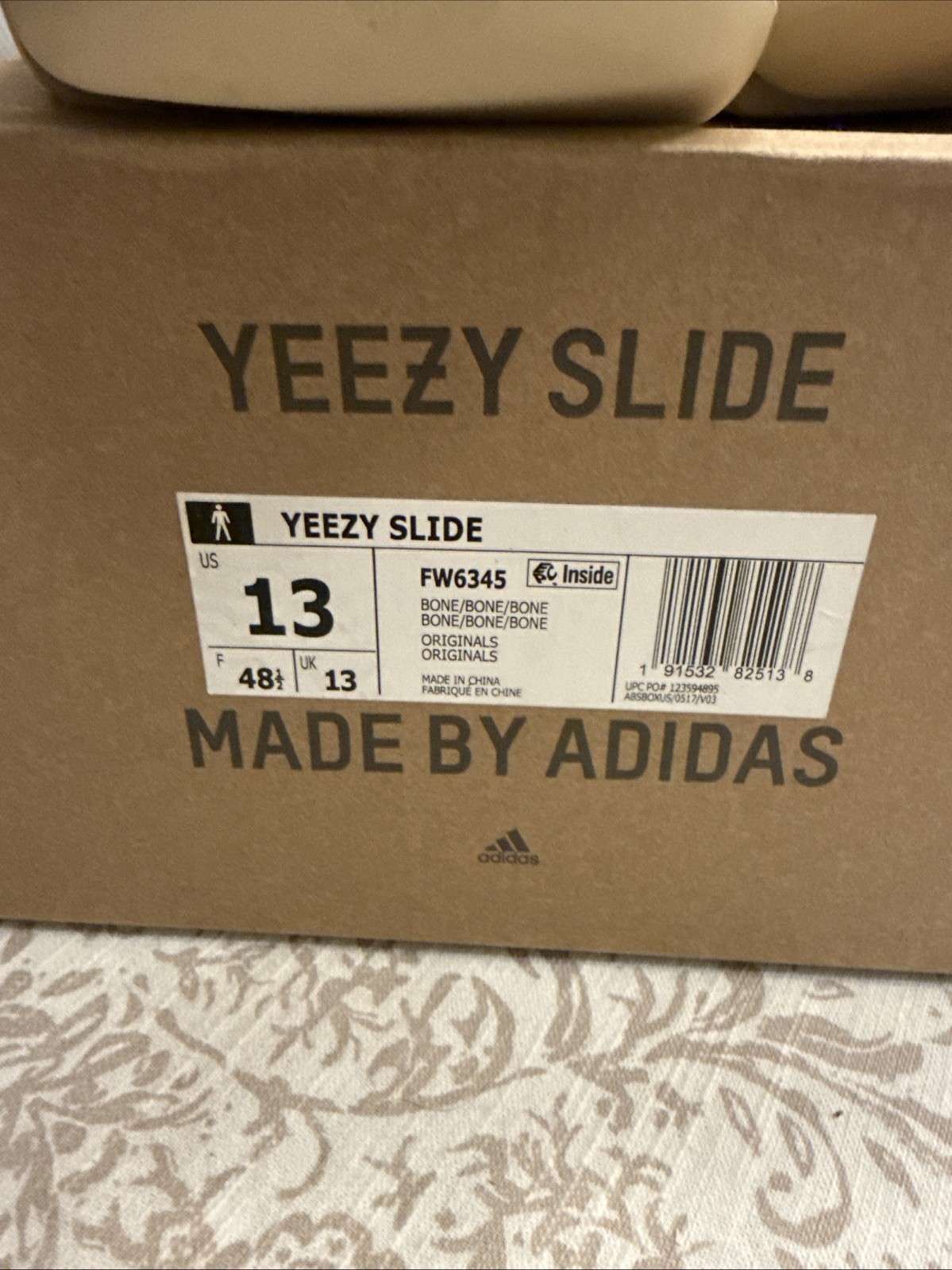 Adidas Yeezy Slide Bone Rubber Open Toe Sandals US Size 13 Men’s