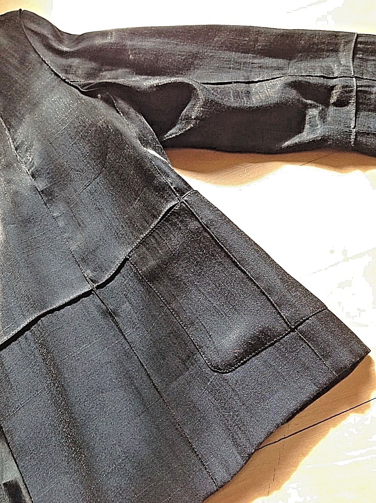 HARVE BENARD Shiny Black Lagenlook Deconstructed AVANT GARDE Artsy Jacket M L 10