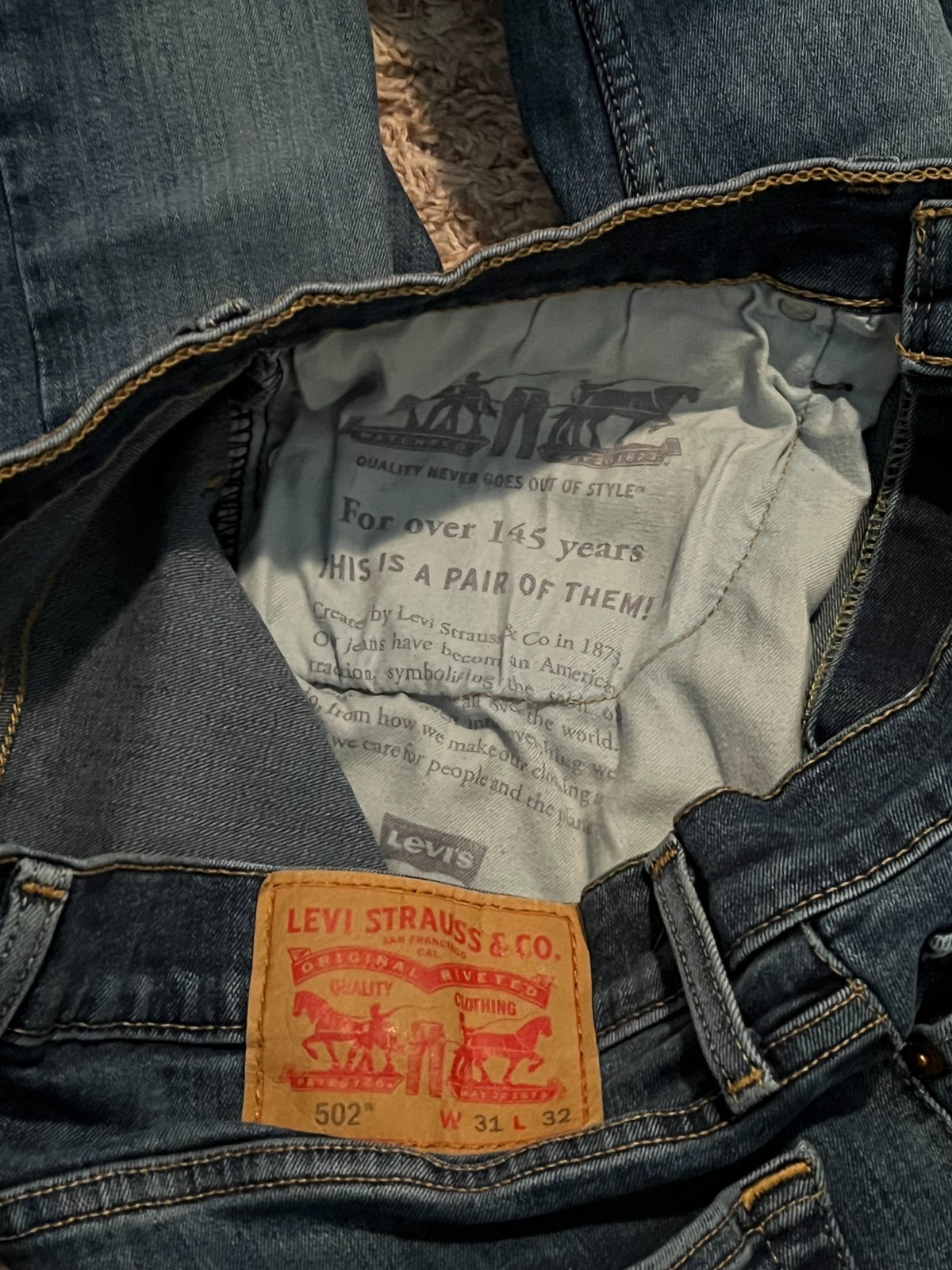 EUC Levi’s 502 Jeans Regular Fit Tapered Mens tag=31×32 (MEASURED 31×29) (9632)