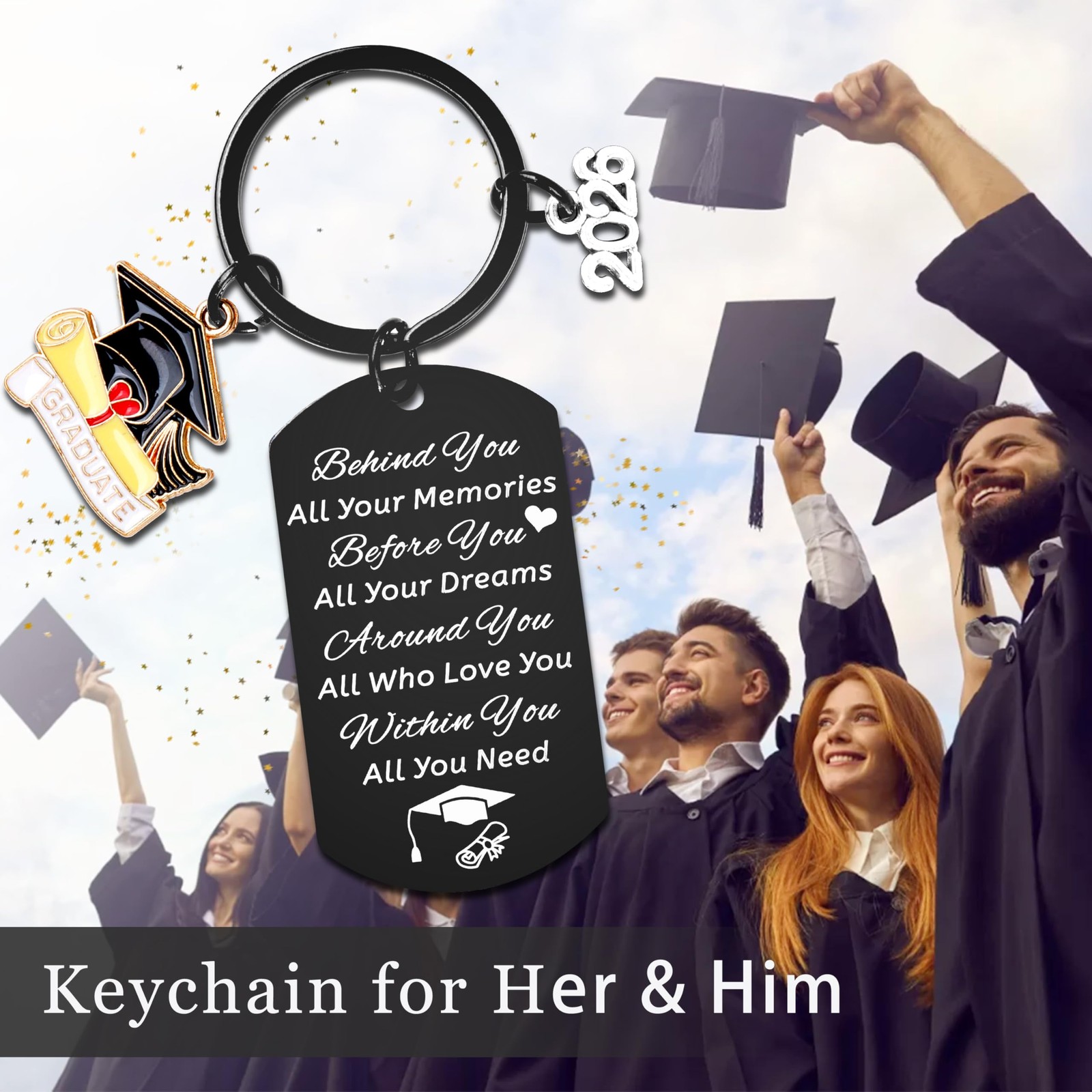 2026 Graduation Gift for Him Her Class of 2026 Graduation Keychain, Inspirat…