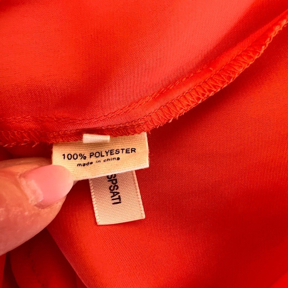 L’AGENCE STUNNING TANGERINE V-NECK FLOWY TIE FRONT MINI DRESS NWT COCKTAIL