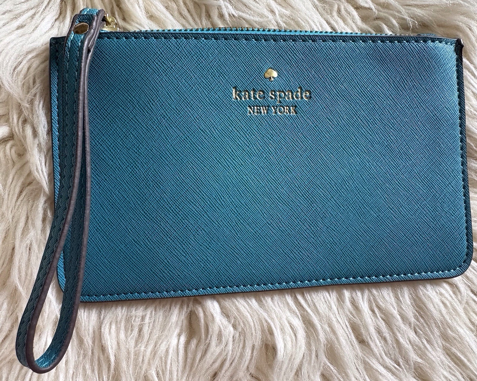 KATE SPADE NEW YORK Wristlet Wallet Clutch Teal Leather Fresh Air New w/out Tags