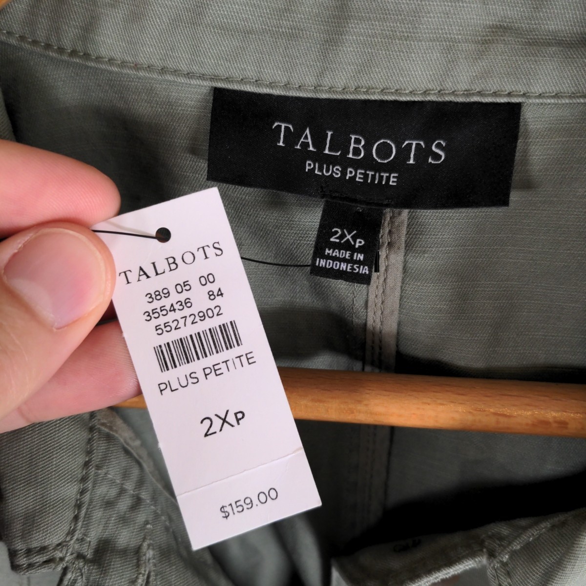 NWT Talbots Utility Safari Jacket Womens 2XP Green Button Front Pockets Military