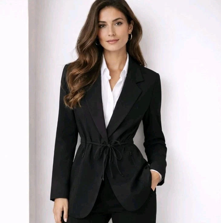 Athleta 20 Endless Primatwill Blazer Black Stretch Elastic Waist #860105