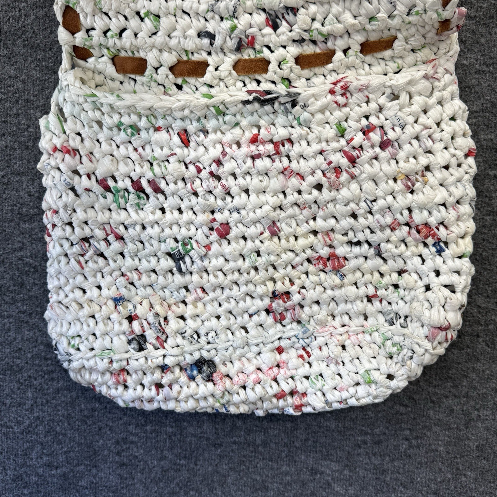 Handmade Recycled Woven Plastic Grocery Bag Tote Eco Friendly Upcycled Purse