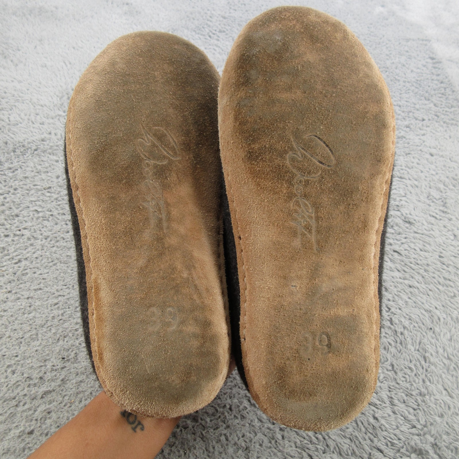 Woolfit Slippers Womens Size 8 Gray Wool Felt Clog Slip On House Shoes Comfort