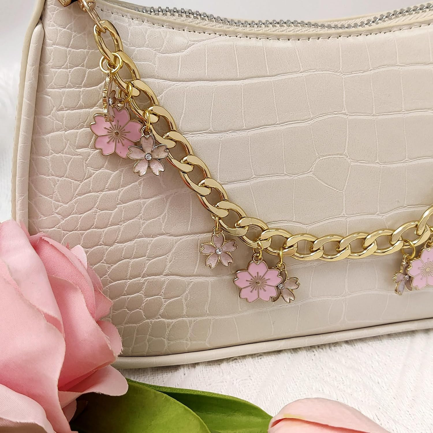 Purse Extender Chain Pearl Cherry Purse Chian Strap Replacement Short Chain Stra