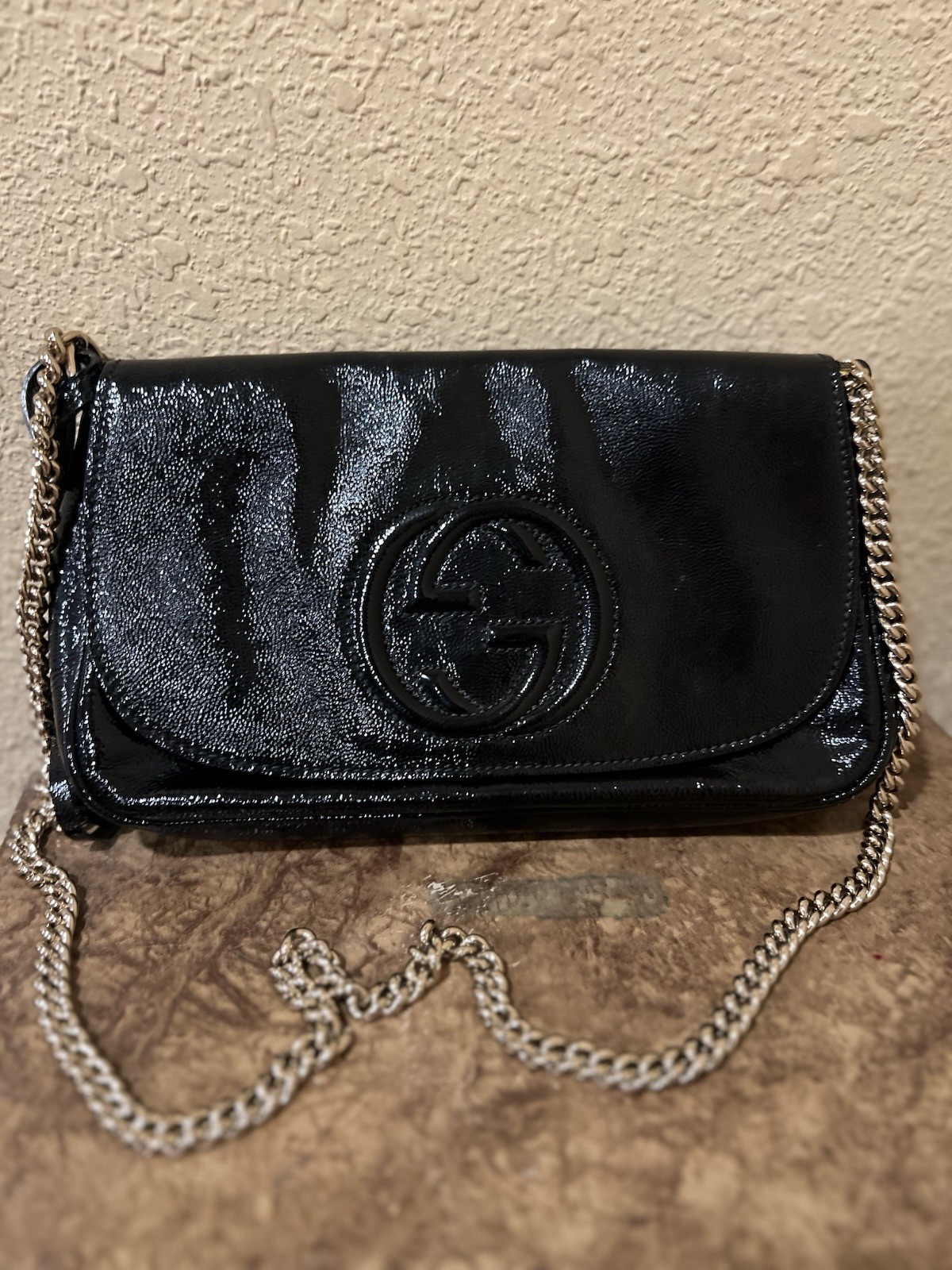 Gucci Black GG Logo Chain Tassel Shoulder/Clutch Bag w/ Dust Bag