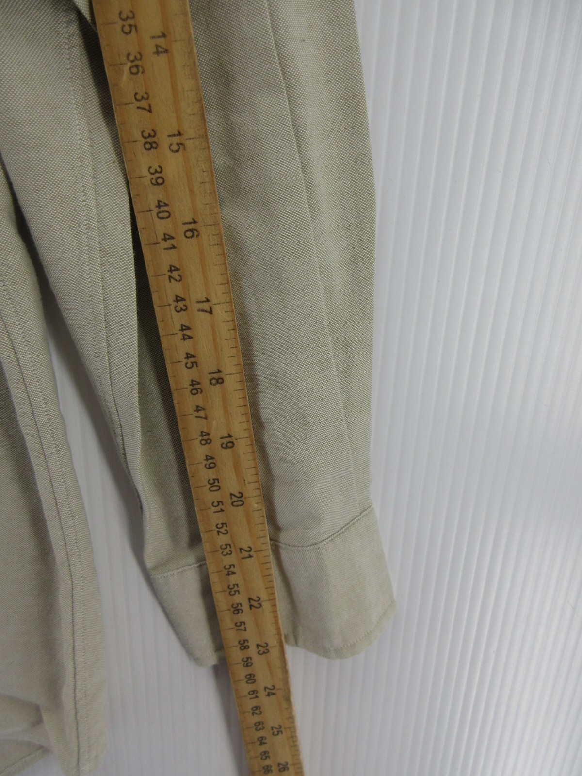 VINTAGE Ralph Lauren Shirt Men 15 1/2 Beige Oxford Cloth OCBD Flesh Pony Preppy