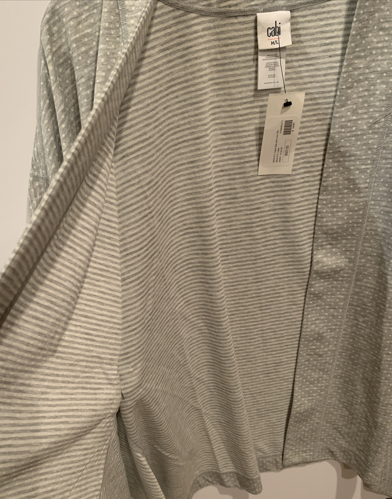 CAbi ATC Cape 5846 Size M/L Spring 2021 Gray Ivory Medium Large New w Tag
