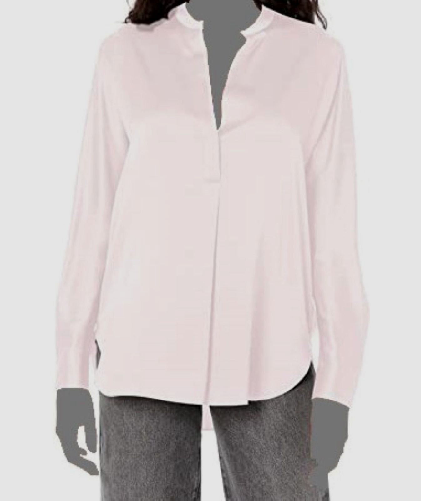 $325 Vince Women’s Pink Silk Long-Sleeve Band Collar Blouse Top Size M