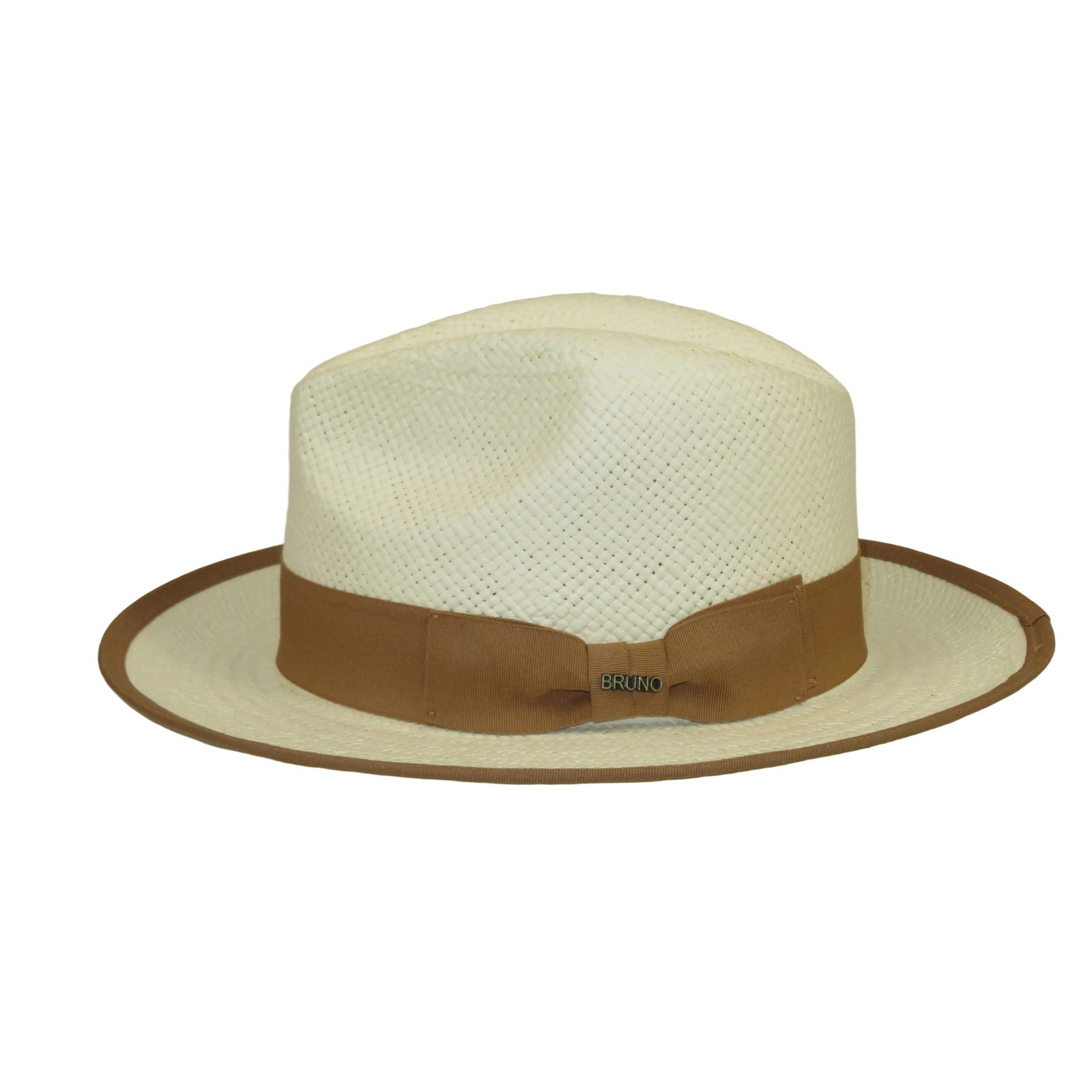 Men’s Bruno Capelo Genuine Straw Hat Snap Brim Fedora PANAMA PM591 Ivory