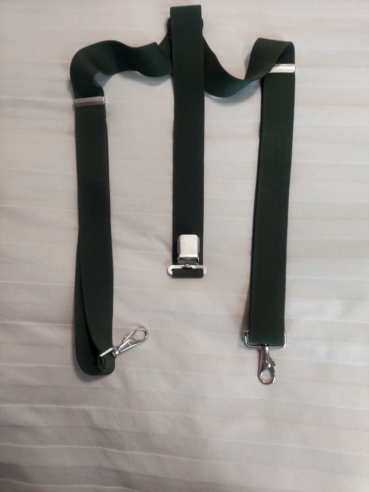 Men’s Y Suspenders Forest/Hunter Green clip/snaps & clamp