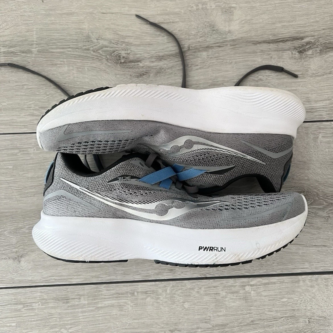 Saucony Ride 15 Men’s Size 7 Gray Running Walking Athletic Shoes PWRRUN