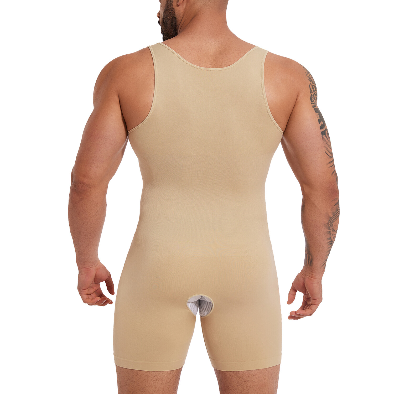 Men’s Full Body Shaper Slimming Compression Bodysuit Thigh Slimmer Shapewear