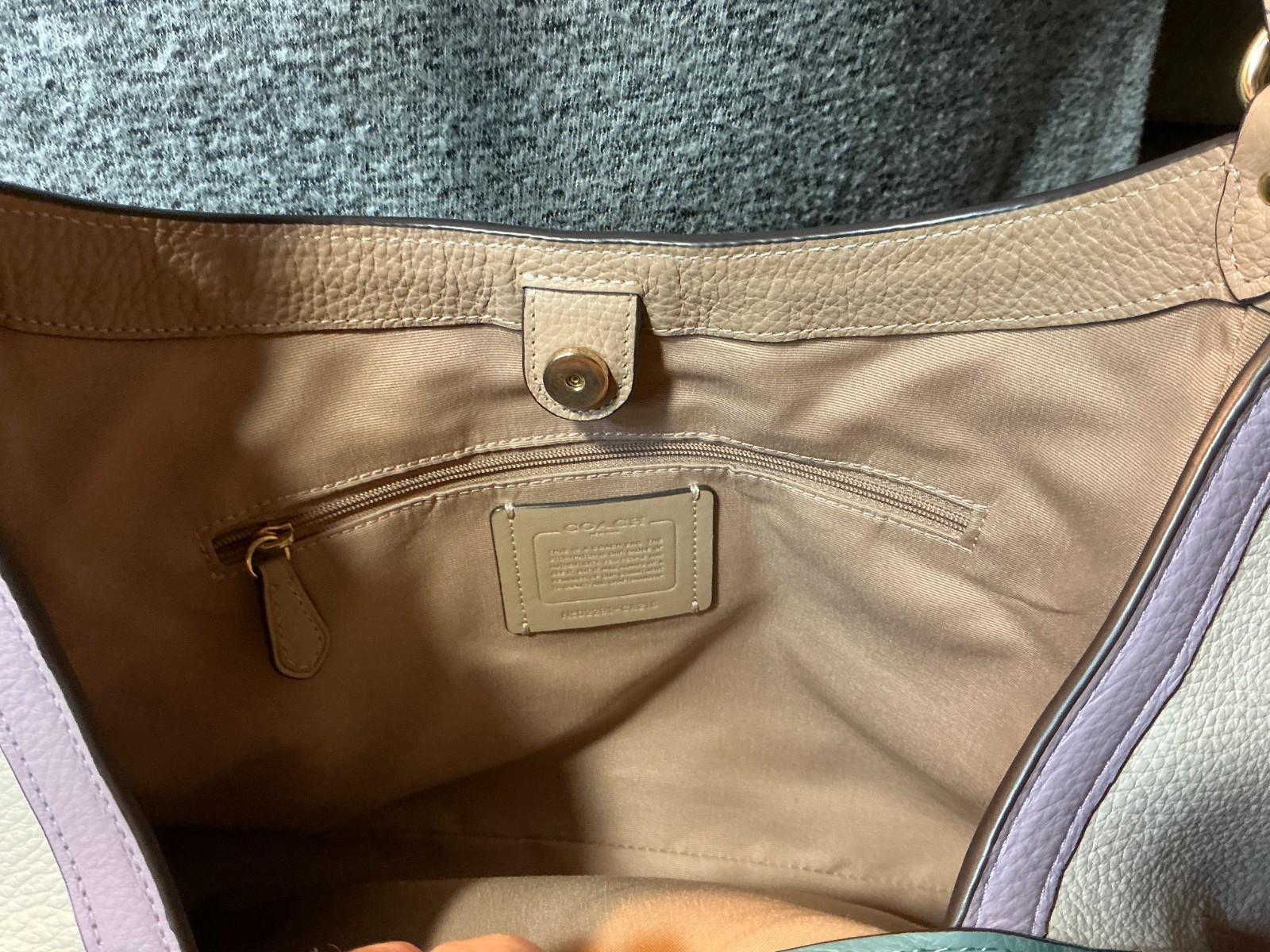 Coach Kristy Colorblock Pebble Grain Leather Snap Zip Carryall Tote & Satchel