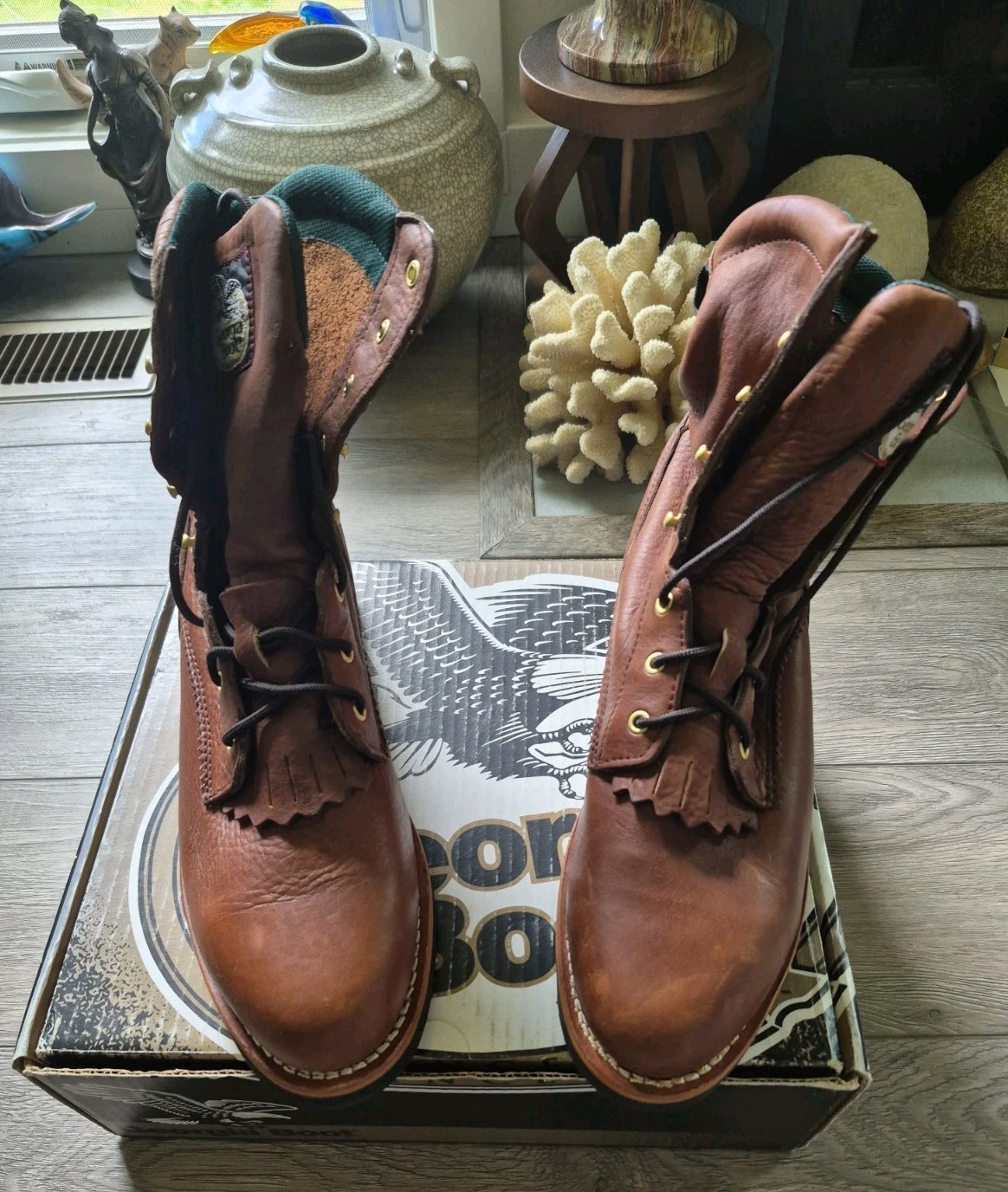 GEORGIA BOOT FARM AND RANCH LACER WORK BOOTS LEATHER MEN’S SZ 13