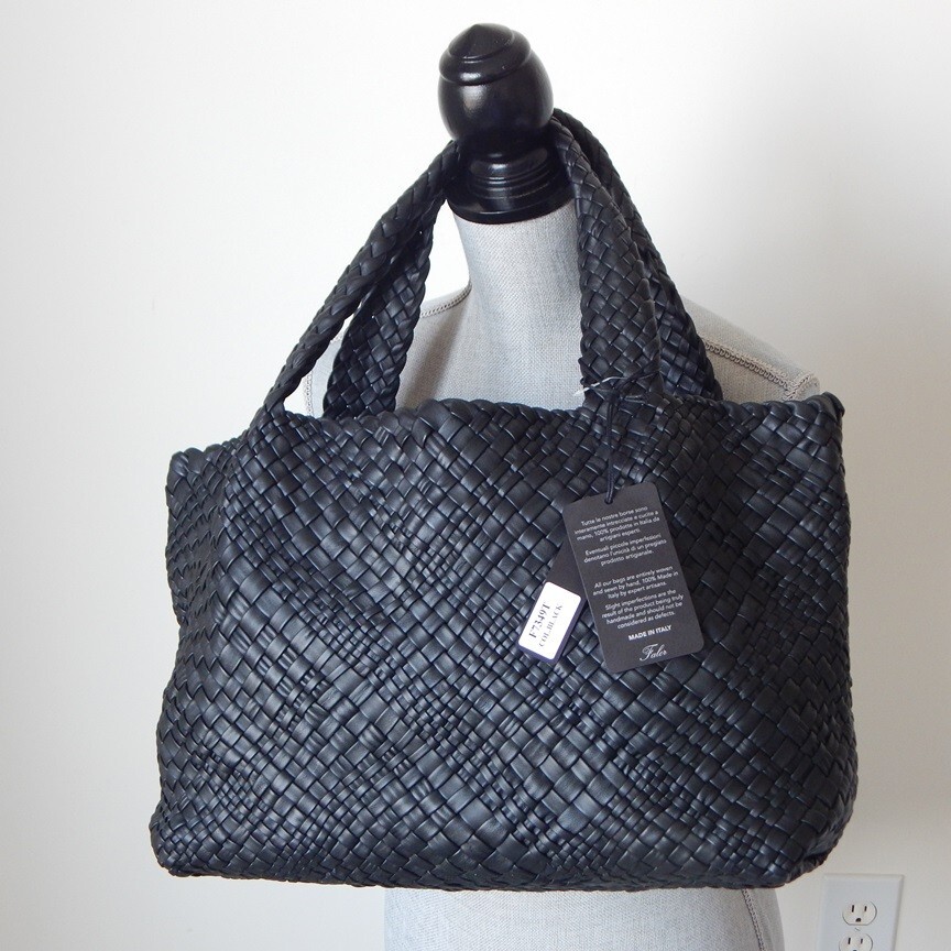 Falor Firenze Leather Hand Woven Large Tote Shoulder Bag Made in Italy NWT RARE