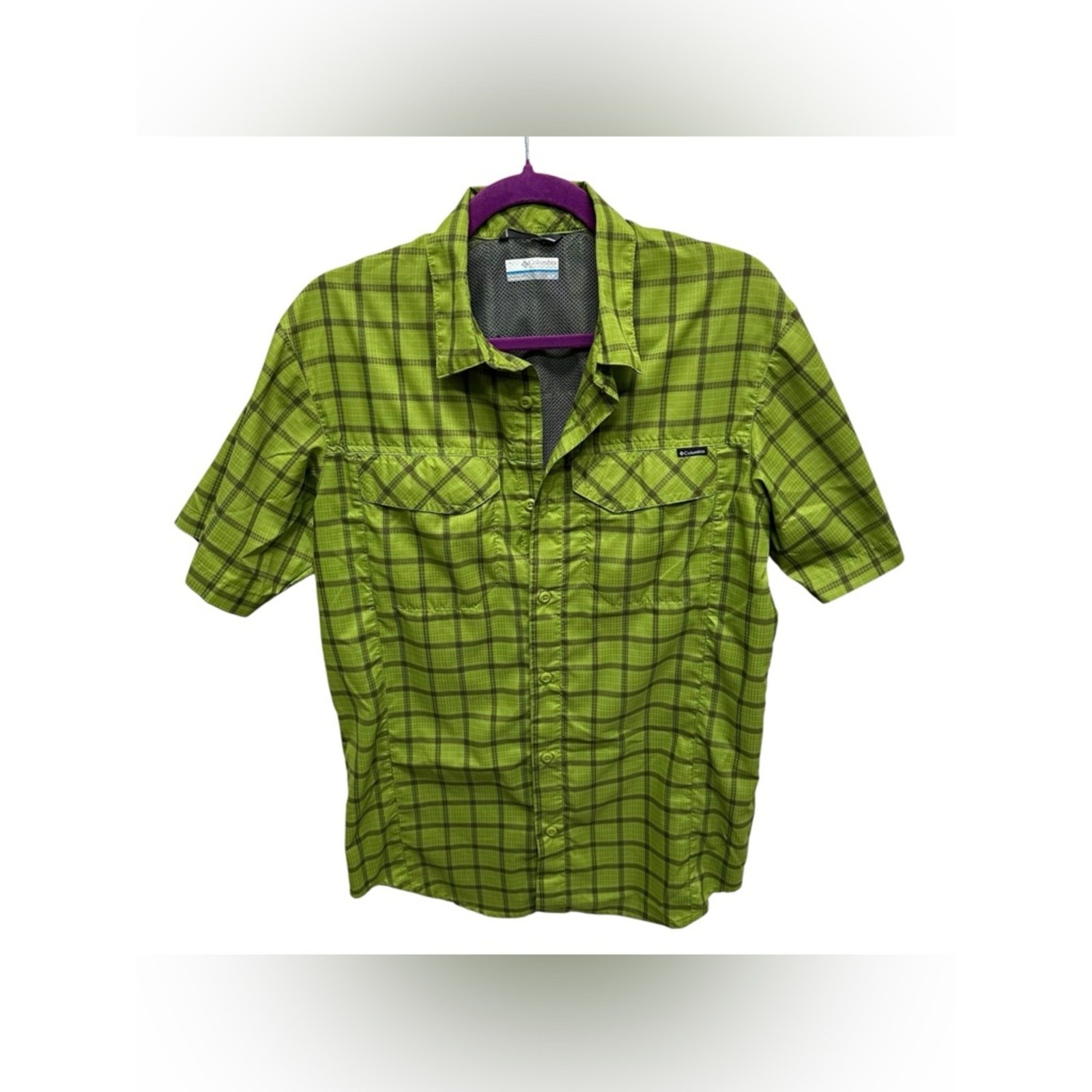 Columbia men’s vented shirt short sleeve hiking backpacking green small
