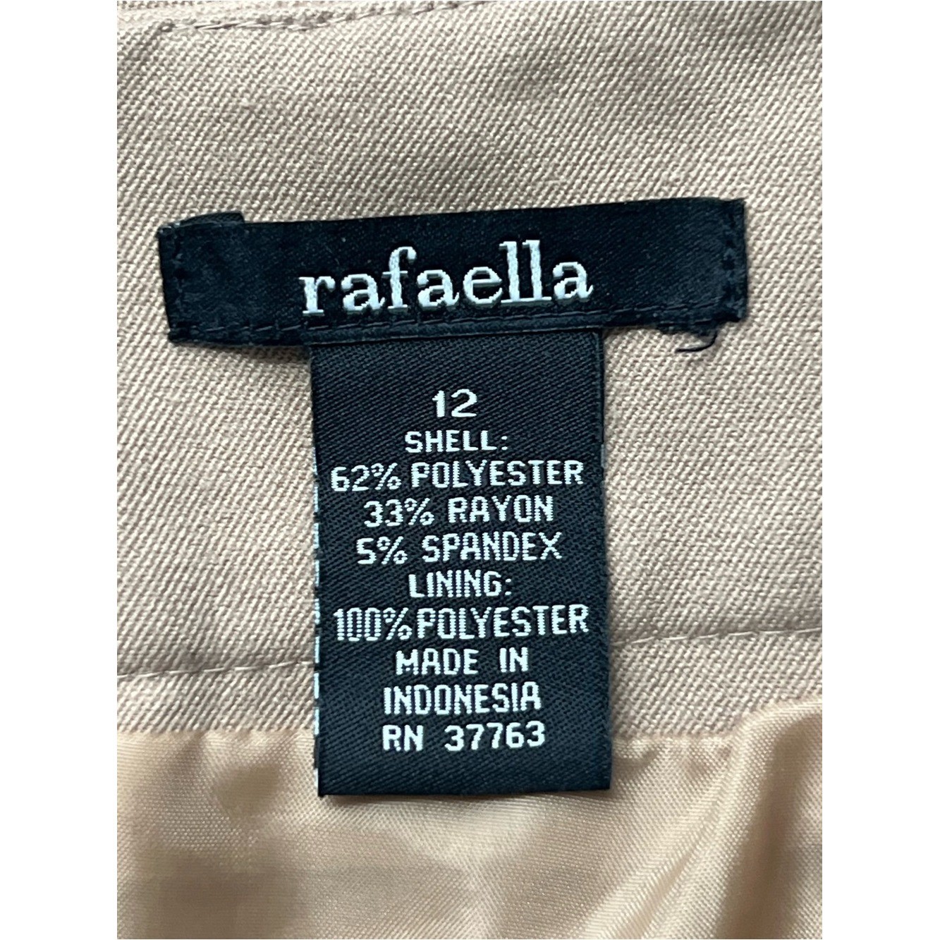 Rafaella Women’s Tan Knee Length Pencil Skirt with Back Ruffle, Size 12