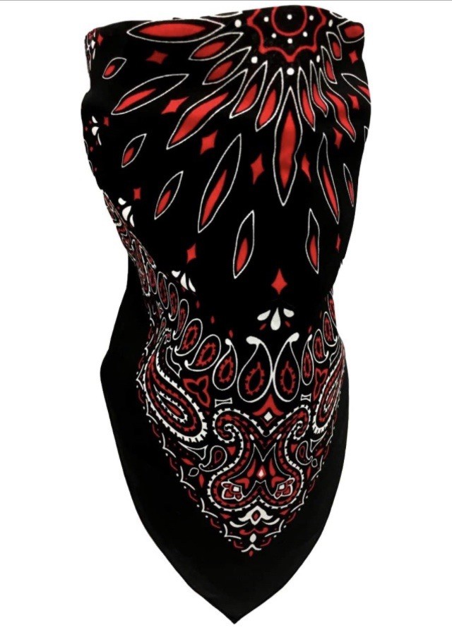 🔥VELCRO®Brand ADJUSTABLE BLACK-RED-WHITE WESTERN PAISLEY BIKER NECK BANDANA🔥