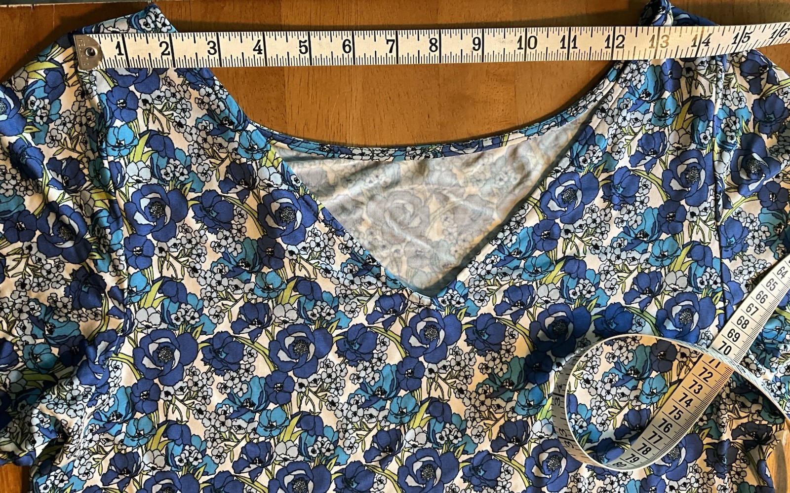 Leota Compass Rose A Line Dress Belted Blue Floral Print Made In USA NYC Spring
