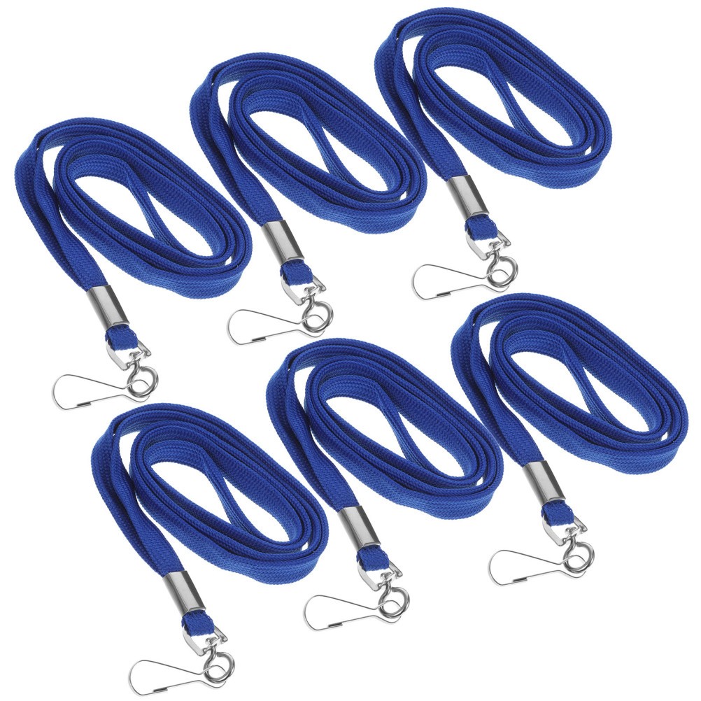 Reusable Blue Polyester Office Neck Lanyards with Aluminum Alloy 6Pcs Set