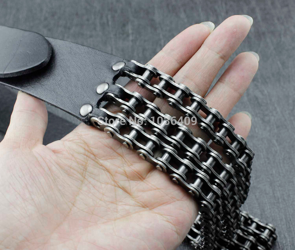 Heavy Motorcycle Chain Genuine Leather Belt For Men Biker Rocker Punk