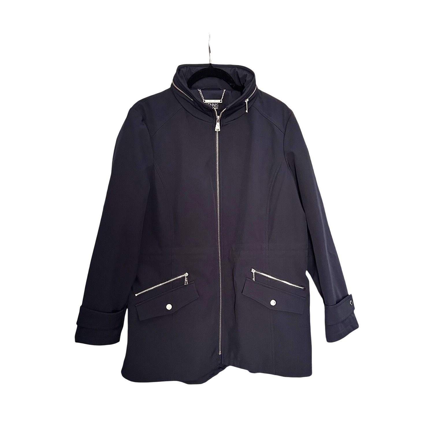 Dennis by Dennis Basso Navy Blue Softshell Zip Front Anorak Jacket Womens Large