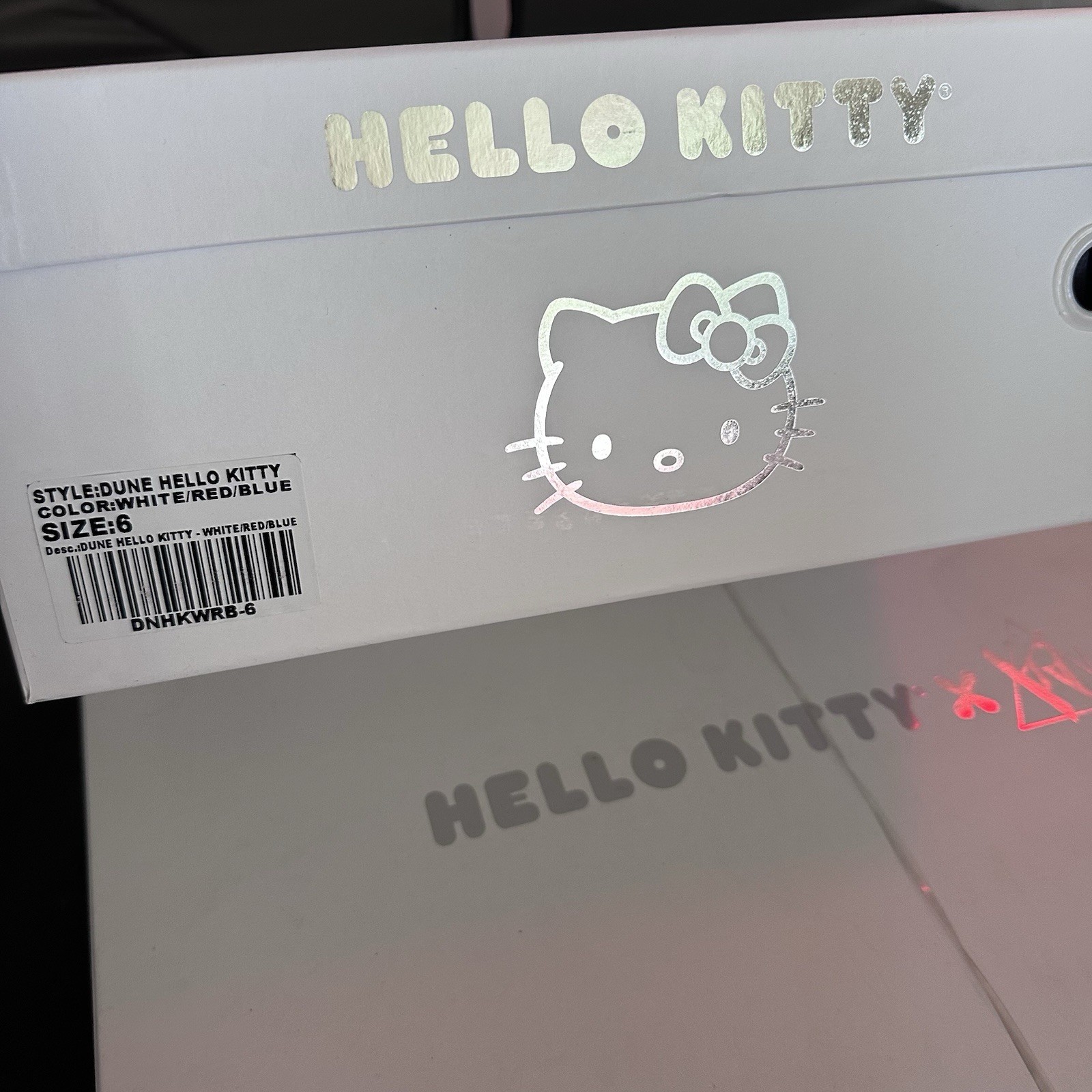 YRU x Hello Kitty Dune Platform Boots White Red Blue Women’s Size 6 New In Box