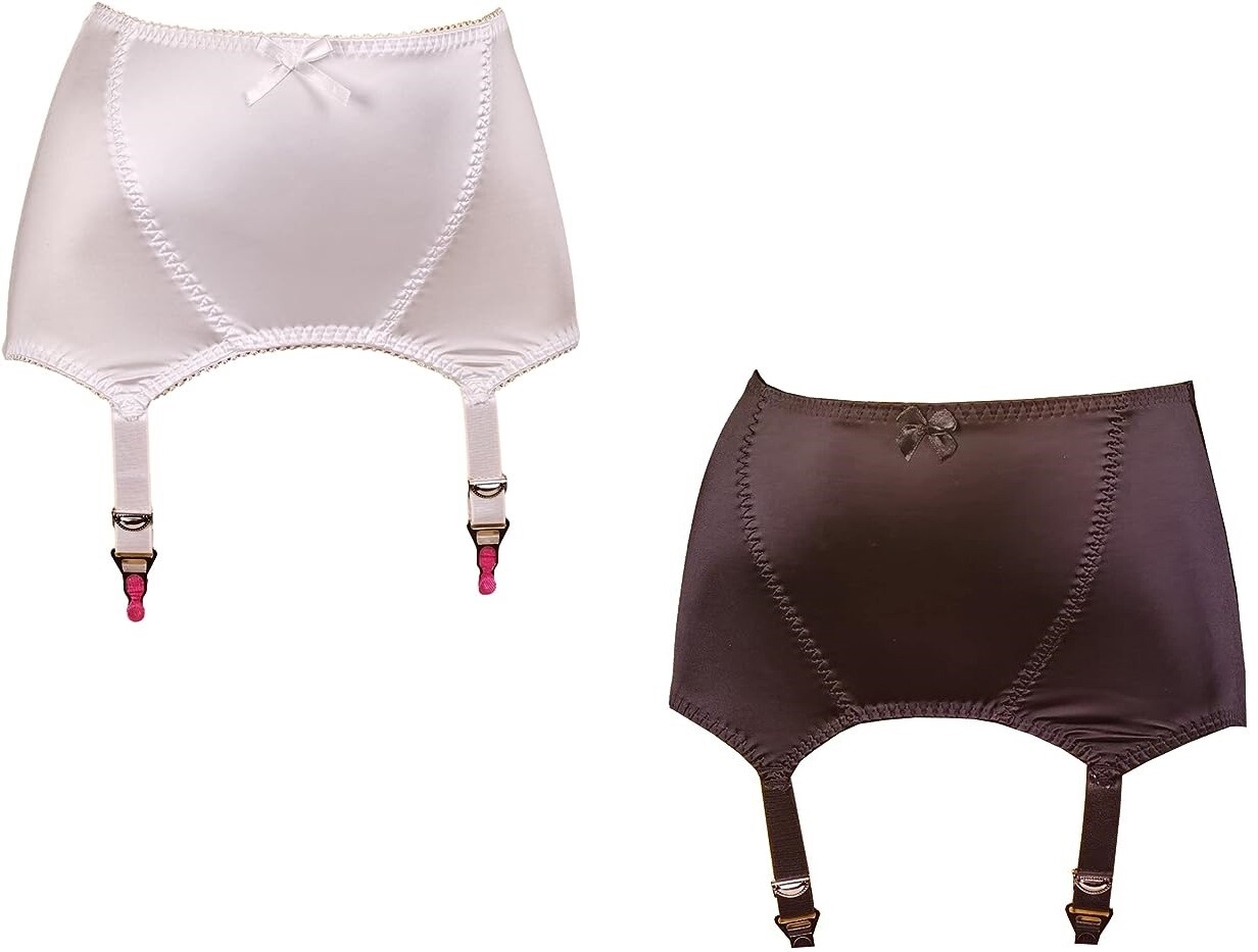 Sexy Wet Look Open Bottom Girdle Firm Shaping Girdle Garter Belt with 6 Straps