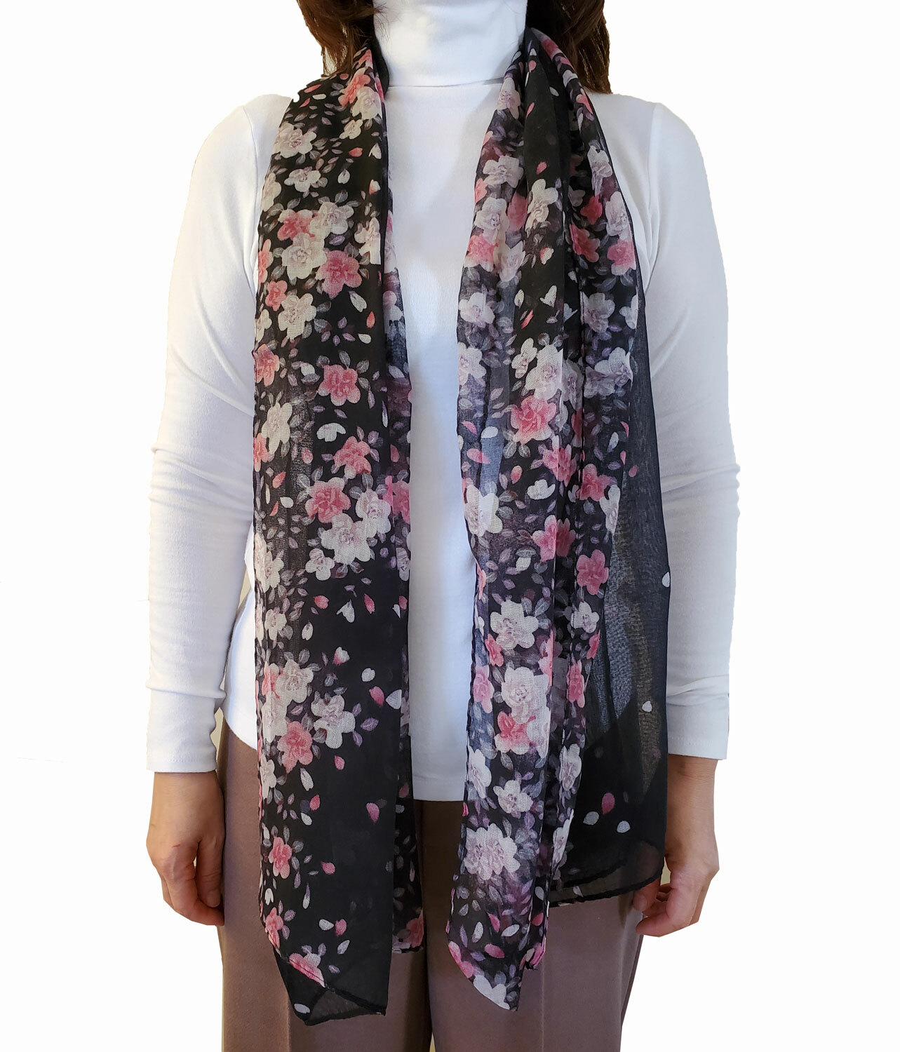 Scarf Prunus Flowers Lightweight Scarves for Women Girls Spring Fall