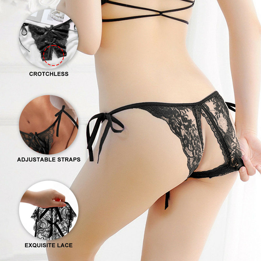 Mid Waist Women Briefs Open Crotch Underwear Panties Pure Cotton Lady G-String