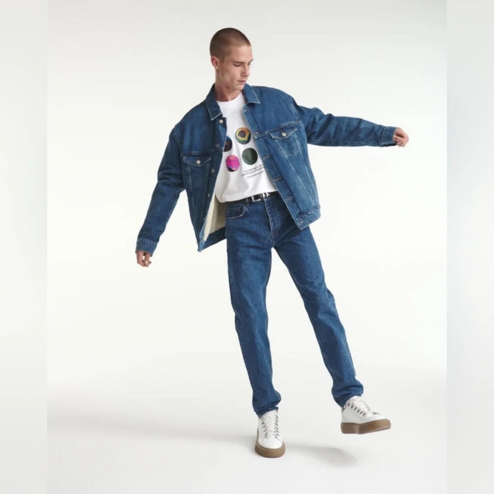 The Kooples Jeans Blue Denim Shearling-Lined Jacket Size M