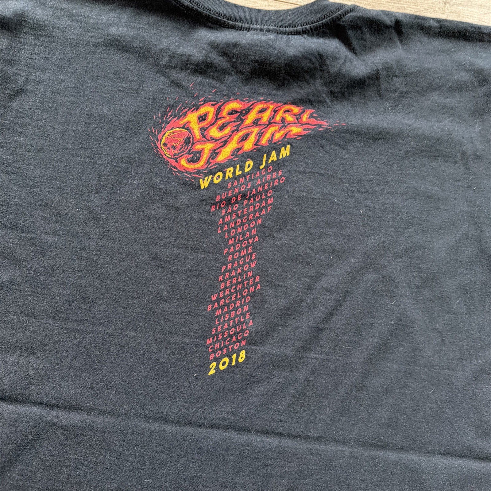 Pearl Jam World Jam 2018 Tour Band T Shirt Back Print Graphic XL Black