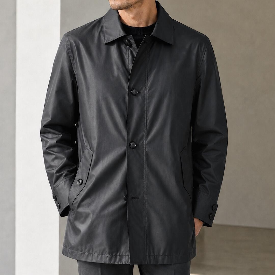 D’URBAN Men’s Gray Car Coat M Lightweight Taffeta Short Coat NWT Japan
